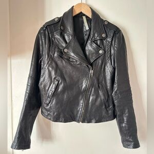 Travel Apparel 100% Italian leather black motorcycle jacket biker moto punk tags